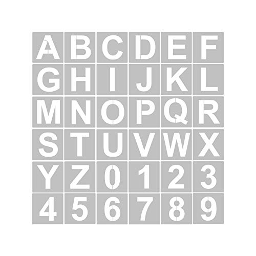 Home Decorative Vorlage Buchstaben Schablonen Wiederverwendbares Waschbares Alphabetschablonen Zum Malerei an Holzmanddekoration mit Runden Kanten und Ecken (36pcs & 3 Zoll) von Walfront