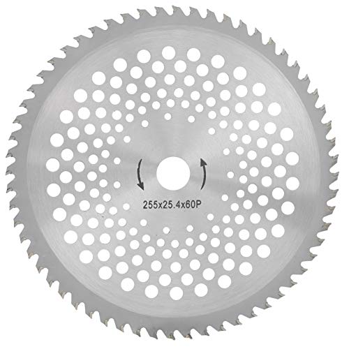 Kreissägeblatt für Rasentrimmer Motorsense mit 60 Zähnen, Radscheibe aus Hochgeschwindigkeitsstahl Freischneider Ersatzteile, Silber, 255 x 25,4 x 60 mm, 255 mm Kreissägeblatt für Rasentrimmer Motorsense mit 60 Zähnen, Radscheibe aus Hochgeschwindigkeitsstahl Freischneider Ersatzteile, Silber, 255 x 25,4 x 60 mm, 255 mm von Walfront