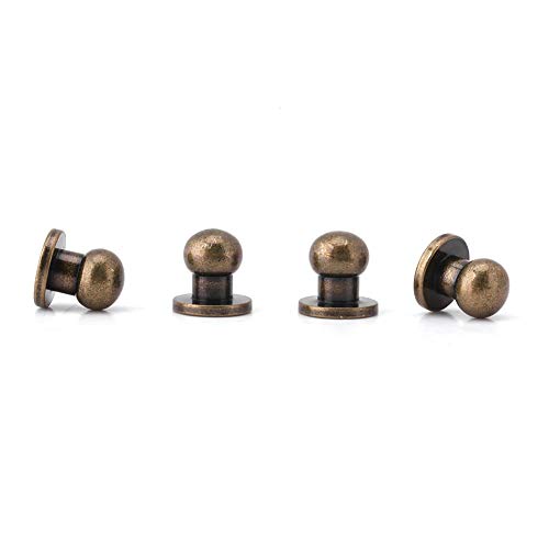 Leder Nieten Set, 20 Satz 6 × 8mm Solide Bronze Nagel Nieten Runden Kopf DIY Lederzubehör für Leder Handwerk Dekoration Tasche Schuhe Reparaturen von Walfront