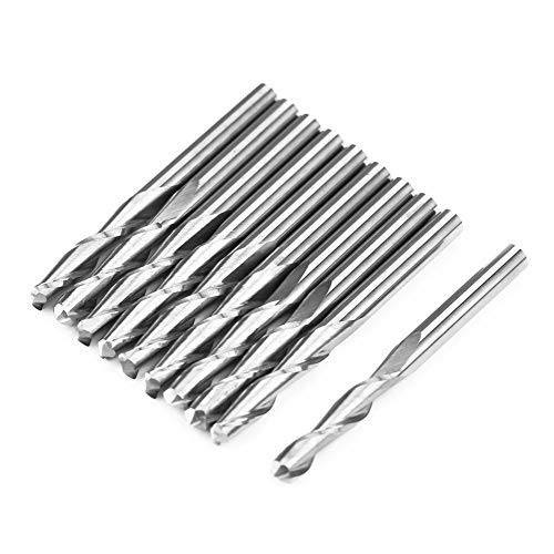 Mini Fräser Set, 10 Stücke Kugelkopffräser, Gerade Fräser Doppel Flöte Lange Fräser CNC Bits mit 1/8 Zoll Schaft Wolfram Stahl Holzbearbeitung Fräser von Walfront