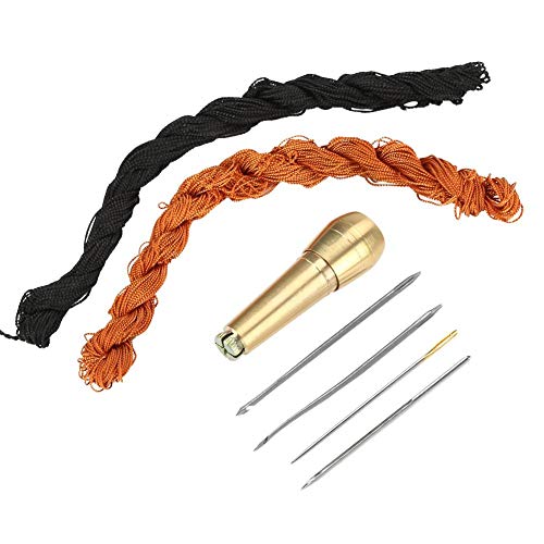 Nähahle Kupfergriff DIY Schuhe Reparatur Haken Nadeln Nähen Awl Kit mit 18 m schwarzen und braunen Linien für DIY Nähen Reparaturen Canvas Leder Nähahle Kupfergriff DIY Schuhe Reparatur Haken Nadeln Nähen Awl Kit mit 18 m schwarzen und braunen Linien für DIY Nähen Reparaturen Canvas Leder von Walfront