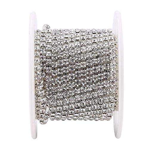 SS12 Kristall Kette, SS12, 1,5 m/Rolle mit Kristall Kette, DIY Fashion Close Cup Chain Bekleidung Beauty Accessories silber SS12 Kristall Kette, SS12, 1,5 m/Rolle mit Kristall Kette, DIY Fashion Close Cup Chain Bekleidung Beauty Accessories silber von Walfront