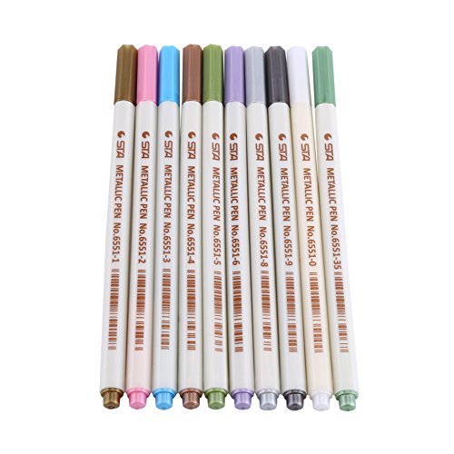 STA-Stift Metallic Painting Pen Set von 10 Farbe Kunst feine Spitze Metallic Farbigen Stift Liefert Malerei Marker für die Kartenherstellung / DIY Fotoalbum Ideal für Künstler Aquarell Skizzieren von Walfront