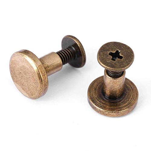 Schraubnieten für Leder, 20 Sets Messing Knopfnieten mit flachem Kopf Bronze Lederwaren Schrauben Nagel Nieten, Metallniete für Gürtel Riemen Tasche Schuhe, Buchschrauben für Papier (8 mm) von Walfront