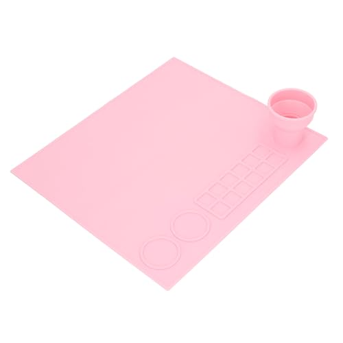 Silikonmalerei Mat Kids DIY Malmalerei Silikonmattenschale mit Tasse Großes Künstlerisches Doodling -Brett für Mädchen Künstler Schöpfer aus Sicherem Silikon Leicht zu Wischen zu Wischen (PINK) von Walfront