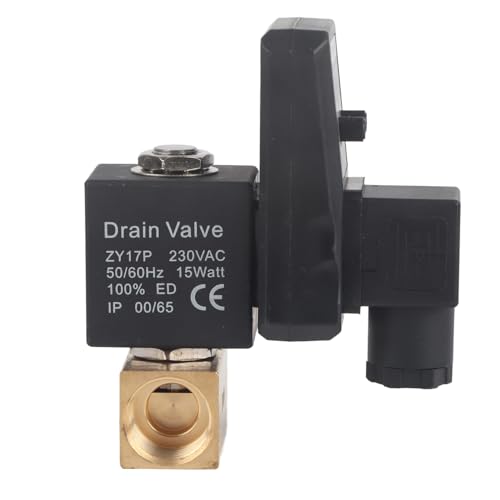 Walfront Automatisches Elektronisches Zeitgesteuerter Kondensatableiter Ablassventil G1/2 DN15, Getrenntes Kondensatventil für Automatischer Wasserabscheider Kompressor(230V) von Walfront