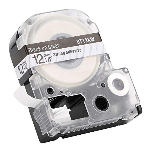 Walfront Beschriftungsgerät Kompatibel Schriftbänder Als Ersatz 12mm Label Maker Laminiertes Klebeband Schwarz auf klar Kompatibel für LW Series Etikettendrucker Walfront Beschriftungsgerät Kompatibel Schriftbänder Als Ersatz 12mm Label Maker Laminiertes Klebeband Schwarz auf klar Kompatibel für LW Series Etikettendrucker von Walfront