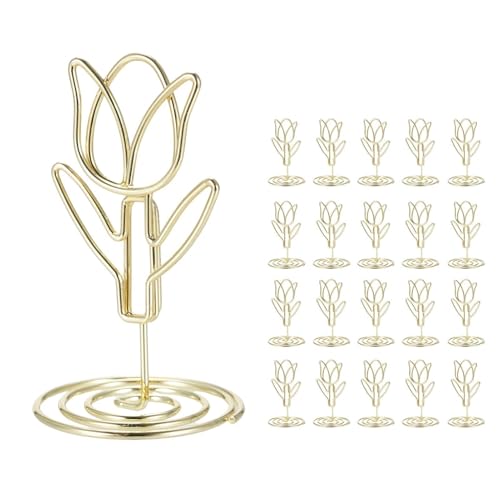 Walfront Spiraler Basistischnummer Halter Stilvolle Halter für Hochzeitstag Party -Fotoclips für Mittelstücke mit Mini -Place -Karte und Frist -Karte (GOLD) von Walfront