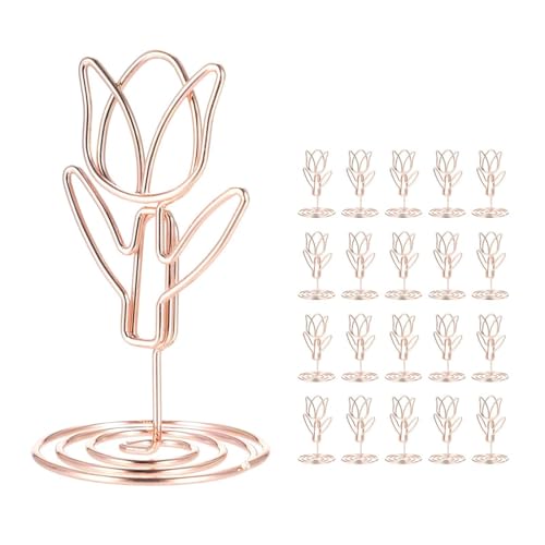 Walfront Spiraler Basistischnummer Halter Stilvolle Halter für Hochzeitstag Party -Fotoclips für Mittelstücke mit Mini -Place -Karte und Frist -Karte (Roségold) von Walfront