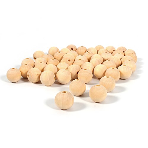 Walfront Unlackiert Runde Holzperlen mit Loch, 50pcs, 20mm Walfront Unlackiert Runde Holzperlen mit Loch, 50pcs, 20mm von Walfront
