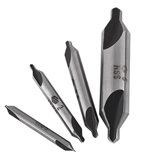 Zentrierbohrer, 4 Stücke Zentrum Bohrer Set, Drehmaschine Kombiniert Center Bohrer Senker für Metall, HSS 60 ° 1/2/2,5/5mm Zentrierbohrer, 4 Stücke Zentrum Bohrer Set, Drehmaschine Kombiniert Center Bohrer Senker für Metall, HSS 60 ° 1/2/2,5/5mm von Walfront