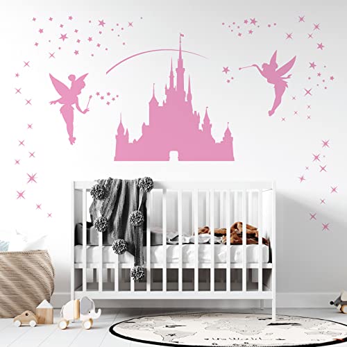 Disney Castle Mädchen-Wandaufkleber, Feenfee, Tinkerbell-Sterne, Rosa Disney Castle Mädchen-Wandaufkleber, Feenfee, Tinkerbell-Sterne, Rosa von Wall Designer