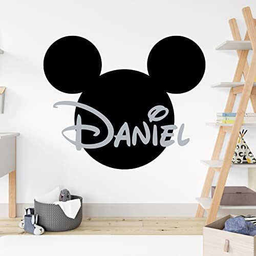 Disney Wandtattoo Micky Maus Silhouette, personalisierbar, Schwarz, XXL von Wall Designer