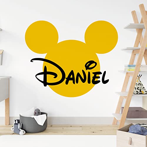 Mickey Mouse Silhouette Personalisierter Name - Disney Decal Wandtattoo [Sonnenblume] von Wall Designer