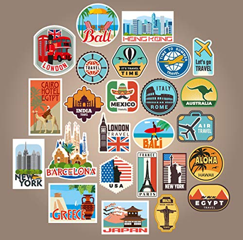 25x Gepäckaufkleber Kofferaufnäher Vintage Reise Etiketten Retro Vintage-Stil Vinyl Aufkleber 25x Gepäckaufkleber Kofferaufnäher Vintage Reise Etiketten Retro Vintage-Stil Vinyl Aufkleber von Wall4stickers