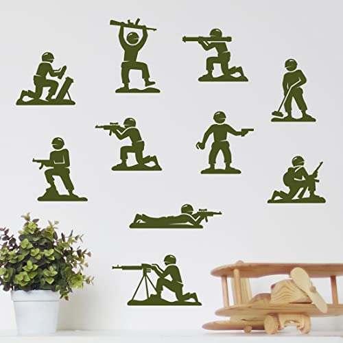 Armee-Soldaten Wandaufkleber, Militär-Kinder-Aufkleber, Jungenzimmer-Dekor, grüne Vinyl-Aufkleber, Spielzimmer-Dekoration von Wall4stickers