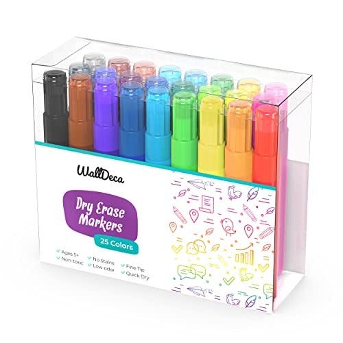 WallDeca Filzstifte Set für Kinder - Buntstifte Set mit 13 Farben - Ungiftige Fineliner für Kinder ab 3 Jahren, hinterlassen keine Flecken auf Händen oder Kleidung - Bunte Malstifte (25 Stück) von WallDeca