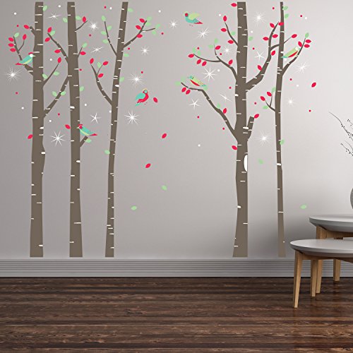 Wallflexi Dekorationen Swarovski Kristall & Buche Baum Wald Wand Aufkleber Wohndeko Dekor, bunt von WALPLUS