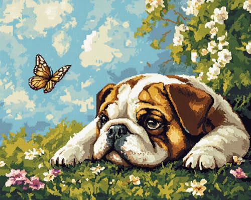 Englische Bulldogge Knüpfhaken-Teppich-Set,Hunde- und Schmetterlingswiese,DIY-Knüpfhaken Teppichherstellungs-Set für Erwachsene,Teppichherstellung,Handarbeit für Anfänger,Heimdekoration,80x115cm Englische Bulldogge Knüpfhaken-Teppich-Set,Hunde- und Schmetterlingswiese,DIY-Knüpfhaken Teppichherstellungs-Set für Erwachsene,Teppichherstellung,Handarbeit für Anfänger,Heimdekoration,80x115cm von Wallphantom
