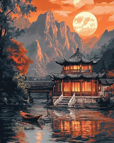 Sonnenuntergang Landschaft DIY Stickerei-Kreuzstich-Set,Turm im See,11CT Erwachsene Anfanger Kreuzstich Stickpackungen für Wandkunst-Heimdekoration,16x20in Sonnenuntergang Landschaft DIY Stickerei-Kreuzstich-Set,Turm im See,11CT Erwachsene Anfanger Kreuzstich Stickpackungen für Wandkunst-Heimdekoration,16x20in von Wallphantom