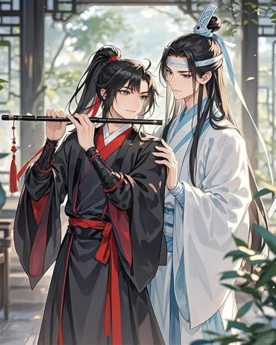 Wallphantom Anime-Charaktere painting by numbers for adults canvas,Mo Dao Zu Shi,DIY Oil Painting Canvas Set with Brush and Paint,as a Christmas,Birthday Gift,40x50cm mit Rahmen von Wallphantom