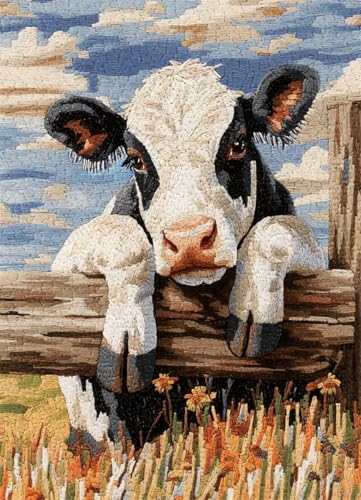Wallphantom Bauernhoflandschaft Knüpfteppich Zum Selber,Tier Kuh,DIY Kreuzstich Set,3D Teppich Tapisserie Set Für Erwachsene Kinder,Kreatives Geschenk Latch Hook Kit,80x160cm Wallphantom Bauernhoflandschaft Knüpfteppich Zum Selber,Tier Kuh,DIY Kreuzstich Set,3D Teppich Tapisserie Set Für Erwachsene Kinder,Kreatives Geschenk Latch Hook Kit,80x160cm von Wallphantom