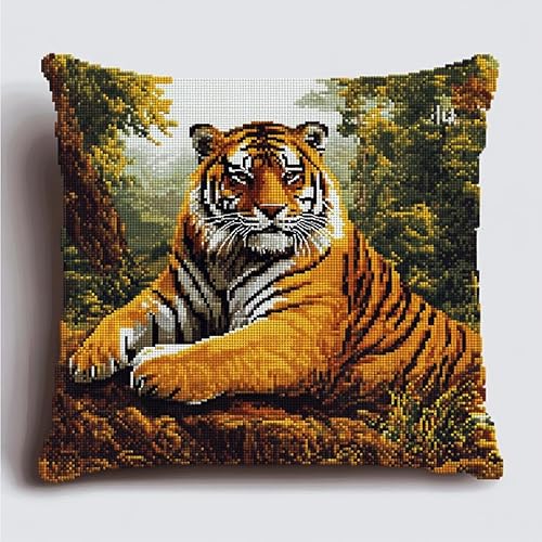 Wallphantom Dschungeltier Stickset Kreuzstich Set Vorgedruckt,Tiger,Kissen 45x45cm -Stickset Anfänger,Diy Bastelset Erwachsene Zum Sticken Wallphantom Dschungeltier Stickset Kreuzstich Set Vorgedruckt,Tiger,Kissen 45x45cm -Stickset Anfänger,Diy Bastelset Erwachsene Zum Sticken von Wallphantom