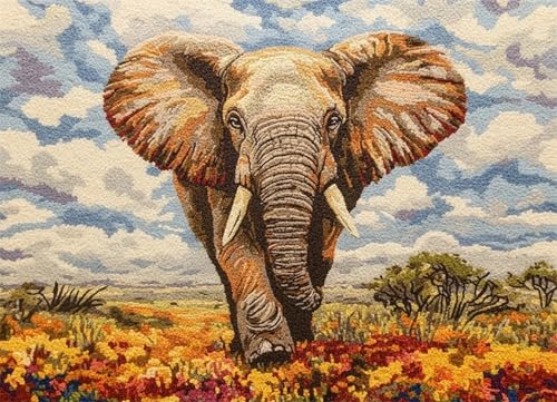 Wallphantom Graslandtiere DIY Knüpfteppich,Elefant,Knüpfteppich-Sets Für Anfänger,Diy-Handarbeit,Häkelteppich-Set,Heimdekoration,Bastelset,Geschenk,55x75cm Wallphantom Graslandtiere DIY Knüpfteppich,Elefant,Knüpfteppich-Sets Für Anfänger,Diy-Handarbeit,Häkelteppich-Set,Heimdekoration,Bastelset,Geschenk,55x75cm von Wallphantom