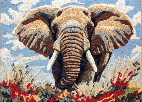Wallphantom Graslandtiere Knüpfteppich Zum Selber Knüpfen-Sets,Elefant,Vorgedrucktes Muster Teppich Stickerei Handwerk Für Erwachsene,Handarbeit Selbst Knüpfen Set,55x75cm Wallphantom Graslandtiere Knüpfteppich Zum Selber Knüpfen-Sets,Elefant,Vorgedrucktes Muster Teppich Stickerei Handwerk Für Erwachsene,Handarbeit Selbst Knüpfen Set,55x75cm von Wallphantom