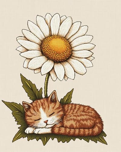 Wallphantom Knüpfteppich Zum Selber,Katze unter Gänseblümchen,DIY Kreuzstich Set,3D Teppich Tapisserie Set Für Erwachsene Kinder,Kreatives Geschenk Latch Hook Kit,52x38cm Wallphantom Knüpfteppich Zum Selber,Katze unter Gänseblümchen,DIY Kreuzstich Set,3D Teppich Tapisserie Set Für Erwachsene Kinder,Kreatives Geschenk Latch Hook Kit,52x38cm von Wallphantom