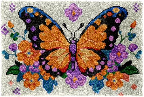 Wallphantom Knüpfteppich Zum Selber Knüpfen-Sets,Blumen und Schmetterlinge,Vorgedrucktes Muster Teppich Stickerei Handwerk Für Erwachsene,Handarbeit Selbst Knüpfen Set,80x160cm Wallphantom Knüpfteppich Zum Selber Knüpfen-Sets,Blumen und Schmetterlinge,Vorgedrucktes Muster Teppich Stickerei Handwerk Für Erwachsene,Handarbeit Selbst Knüpfen Set,80x160cm von Wallphantom