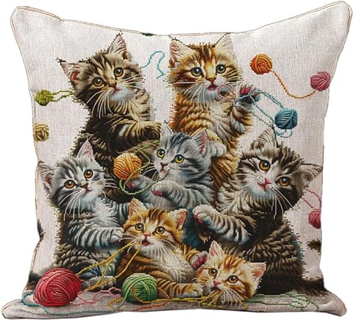 Wallphantom Kreuzstich Kissen Set für Erwachsene,Katzen spielen mit Garnen,Stickbilder Kreuzstichpackung,Heimdekoration Geschenk,Handarbeitsset Für Anfänger,45x45cm Wallphantom Kreuzstich Kissen Set für Erwachsene,Katzen spielen mit Garnen,Stickbilder Kreuzstichpackung,Heimdekoration Geschenk,Handarbeitsset Für Anfänger,45x45cm von Wallphantom