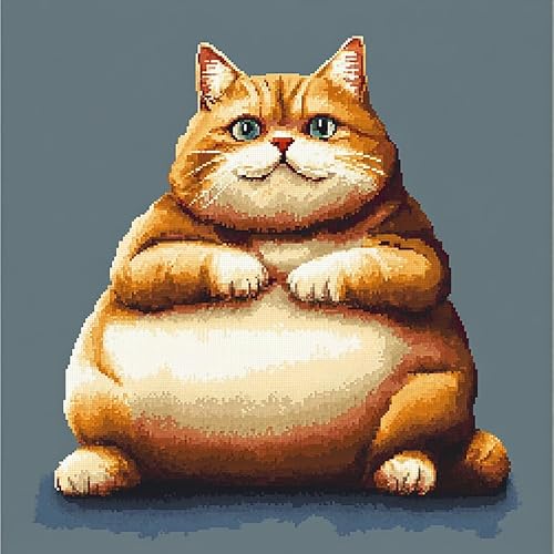 Wallphantom Kreuzstich Kissen Vorgedruckt,Tierische süße Katze,11CT Stickset für Kreuzstichkissen,Stickset Anfänger,Handstickerei Kissenbezug Set,45x45cm von Wallphantom