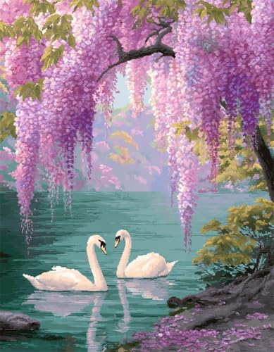 Wallphantom Landschaft Knüpfteppich Zum Selber Knüpfen-Sets,Schwäne unter dem Glyzinienbaum,Vorgedrucktes Muster Teppich Stickerei Handwerk Für Erwachsene,Handarbeit Selbst Knüpfen Set,80x115cm Wallphantom Landschaft Knüpfteppich Zum Selber Knüpfen-Sets,Schwäne unter dem Glyzinienbaum,Vorgedrucktes Muster Teppich Stickerei Handwerk Für Erwachsene,Handarbeit Selbst Knüpfen Set,80x115cm von Wallphantom