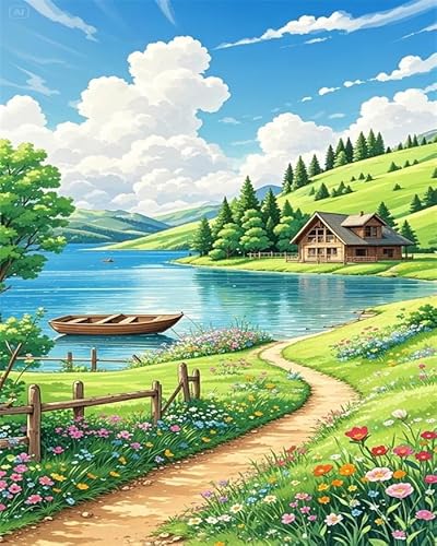 Wallphantom Stickerei-Kreuzstich-Set,Landschaft,Gartenhäuschen am Fluss,Vorgedruckt Kreuzstich Set 11CT Stickbilder Zum Sticken Starter Set FüR Erwachsene Kinder AnfäNger,40x50cm Wallphantom Stickerei-Kreuzstich-Set,Landschaft,Gartenhäuschen am Fluss,Vorgedruckt Kreuzstich Set 11CT Stickbilder Zum Sticken Starter Set FüR Erwachsene Kinder AnfäNger,40x50cm von Wallphantom