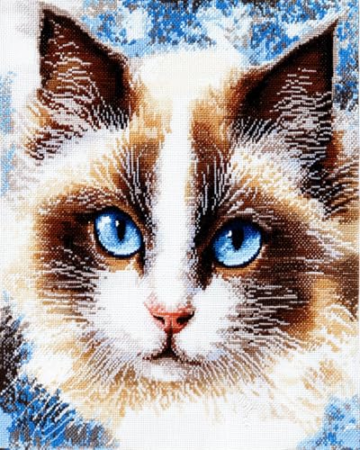 Wallphantom Tier Diy-Teppich Knüpfstern,Süße Siamkatze,DIY Embroidery Cushion Rug Unfinished Crochet Rug Set with Pre-Print,Latch Hook Kits for Children and Adults,52x38cm von Wallphantom