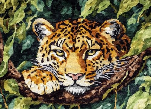 Wallphantom Tier Knüpfhaken-Teppich-Set,Leopard im Dschungel,DIY-Knüpfhaken Teppichherstellungs-Set für Erwachsene,Teppichherstellung,Handarbeit für Anfänger,Heimdekoration,52x38cm Wallphantom Tier Knüpfhaken-Teppich-Set,Leopard im Dschungel,DIY-Knüpfhaken Teppichherstellungs-Set für Erwachsene,Teppichherstellung,Handarbeit für Anfänger,Heimdekoration,52x38cm von Wallphantom
