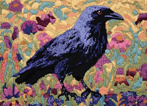 Wallphantom Tier Knüpfteppich Zum Selber knüpfen,Krähenvogel,Knüpfsets Latch Hook Kit Selbst Knüpfen Set für Kinder und Erwachsene,Farbmuster vorbedruckt,90x120cm Wallphantom Tier Knüpfteppich Zum Selber knüpfen,Krähenvogel,Knüpfsets Latch Hook Kit Selbst Knüpfen Set für Kinder und Erwachsene,Farbmuster vorbedruckt,90x120cm von Wallphantom