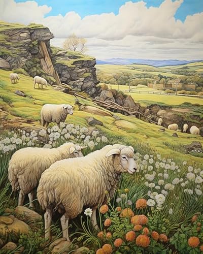 Wallphantom Tier Lamm Malen Nach Zahlen Erwachsene,Schafe auf der Wiese,DIY Handgemalt Ölgemälde Leinwand Kits,Malen nach Zahlen für Geschenke,Home Deko,40x50cm rahmenlos Wallphantom Tier Lamm Malen Nach Zahlen Erwachsene,Schafe auf der Wiese,DIY Handgemalt Ölgemälde Leinwand Kits,Malen nach Zahlen für Geschenke,Home Deko,40x50cm rahmenlos von Wallphantom