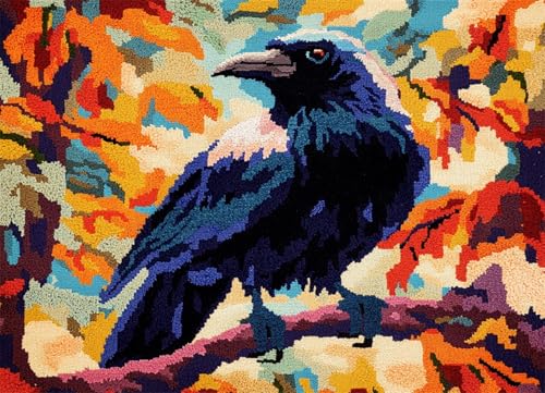 Wallphantom Tier Riegel Haken Teppich Kits Für Erwachsene Kinder,Krähenvogel,Bedruckte Leinwand Häkeln Handarbeit Handwerk Teppich Kissen Matte Wandteppich,80x115cm Wallphantom Tier Riegel Haken Teppich Kits Für Erwachsene Kinder,Krähenvogel,Bedruckte Leinwand Häkeln Handarbeit Handwerk Teppich Kissen Matte Wandteppich,80x115cm von Wallphantom