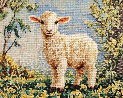 Wallphantom Tier Schaf Knüpfhaken-Teppich-Set,Kleines Lamm auf dem Gras,DIY Knüpfteppich Zum Selber knüpfen,Knüpfsets Latch Hook Kit Selbst Knüpfen Set für Kinder und Erwachsene,52x38cm Wallphantom Tier Schaf Knüpfhaken-Teppich-Set,Kleines Lamm auf dem Gras,DIY Knüpfteppich Zum Selber knüpfen,Knüpfsets Latch Hook Kit Selbst Knüpfen Set für Kinder und Erwachsene,52x38cm von Wallphantom