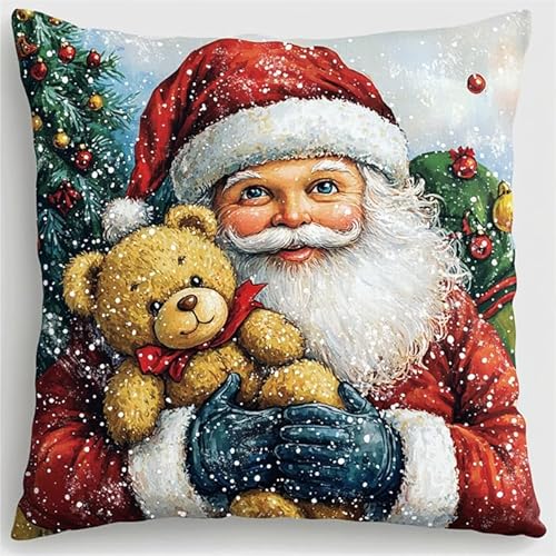 Wallphantom Weihnachten Kissenbezug DIY Kreuzstich Stickerei,Weihnachtsmann und Teddybär,Kissenbezug Zum Sticken Kreuzstich 45X45cm Stickkissen mit Muster,Handstickerei Kissenbezug Set Wallphantom Weihnachten Kissenbezug DIY Kreuzstich Stickerei,Weihnachtsmann und Teddybär,Kissenbezug Zum Sticken Kreuzstich 45X45cm Stickkissen mit Muster,Handstickerei Kissenbezug Set von Wallphantom
