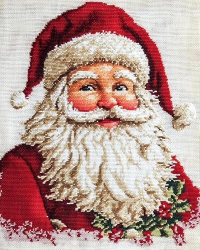 Wallphantom Weihnachten Stickerei-Kreuzstich-Set,Süßer alter Opa,Vorgedruckt Kreuzstich Set 11CT Stickbilder Zum Sticken Starter Set FüR Erwachsene Kinder AnfäNger,40x50cm von Wallphantom
