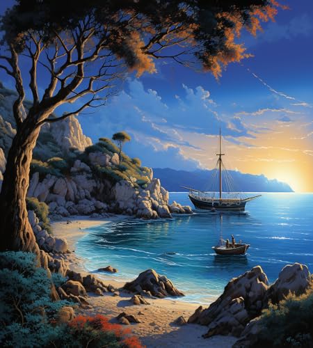 Wallphantom malen nach zahlen anfänger erwachsene,Tropische Insel, Meereslandschaft,Paint by Numbers,Handgemalt Ölgemälde Leinwand Bastelset für Geschenk,40x50cm mit Rahmen Wallphantom malen nach zahlen anfänger erwachsene,Tropische Insel, Meereslandschaft,Paint by Numbers,Handgemalt Ölgemälde Leinwand Bastelset für Geschenk,40x50cm mit Rahmen von Wallphantom