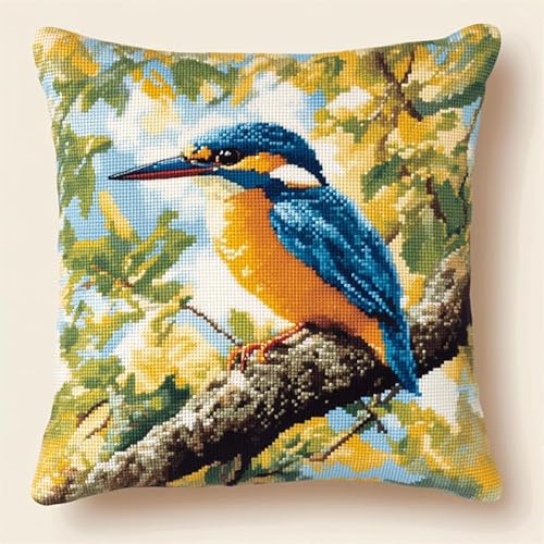 Walluminati Kreuzstich-Kissen-Set, Eisvogel auf einem Ast, 11-fädig, Kreuzstich-Kissenbezug, Stickset, Kissenbezüge, handgefertigter Kissenbezug, Heimdekoration, Sofa-Dekoration, 45,7 x 45,7 cm Walluminati Kreuzstich-Kissen-Set, Eisvogel auf einem Ast, 11-fädig, Kreuzstich-Kissenbezug, Stickset, Kissenbezüge, handgefertigter Kissenbezug, Heimdekoration, Sofa-Dekoration, 45,7 x 45,7 cm von Walluminati