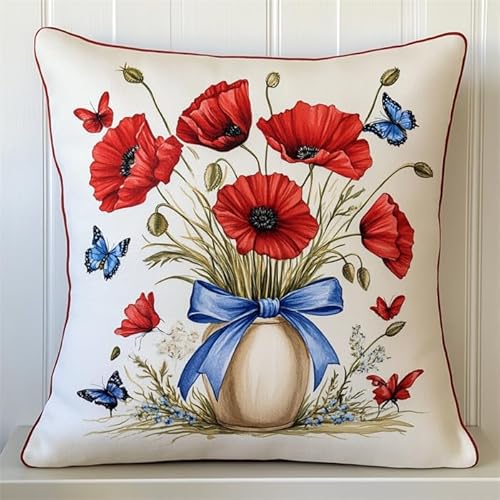 WallustrioaW Blumen und Schmetterlinge DIY-Kissenbezug Zum Basteln,Rote Gänseblümchen in der Vase,Knüpfhaken-Kissen-Set,Kissenbezug Zum Selbermachen Für Anfänger Und Erwachsene,Geschenke,43x43cm WallustrioaW Blumen und Schmetterlinge DIY-Kissenbezug Zum Basteln,Rote Gänseblümchen in der Vase,Knüpfhaken-Kissen-Set,Kissenbezug Zum Selbermachen Für Anfänger Und Erwachsene,Geschenke,43x43cm von WallustrioaW
