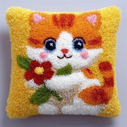 WallustrioaW Cartoon-Tiere DIY knüpfen set kissen knüpfhaken set,Kätzchen hält eine Blume,Kits zur Herstellung von Kissenbezügen/Kissenbezügen,Knüpfhaken-Kits für ein Starterprojekt,43x43cm WallustrioaW Cartoon-Tiere DIY knüpfen set kissen knüpfhaken set,Kätzchen hält eine Blume,Kits zur Herstellung von Kissenbezügen/Kissenbezügen,Knüpfhaken-Kits für ein Starterprojekt,43x43cm von WallustrioaW