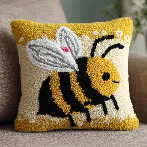 WallustrioaW Cartoon-Tiere Knüpfhaken-Set,Süße Biene,Kissenbezug astelkissen,Häkelgarn Nadelarbeiten Stickerei,Kissenbezug Teppich Sofa Weihnachtsdekoration,43x43cm WallustrioaW Cartoon-Tiere Knüpfhaken-Set,Süße Biene,Kissenbezug astelkissen,Häkelgarn Nadelarbeiten Stickerei,Kissenbezug Teppich Sofa Weihnachtsdekoration,43x43cm von WallustrioaW