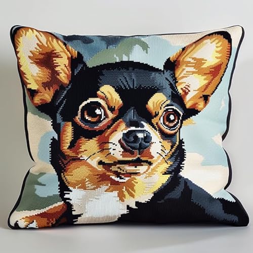 WallustrioaW Chihuahua Sticken Set Kreuzstich Kissen Kreuzstich-Set,Tierhund,Stickerei-Starter-Set,DIY-Bastelset Für Erwachsene Zum Sticken,45x45cm WallustrioaW Chihuahua Sticken Set Kreuzstich Kissen Kreuzstich-Set,Tierhund,Stickerei-Starter-Set,DIY-Bastelset Für Erwachsene Zum Sticken,45x45cm von WallustrioaW