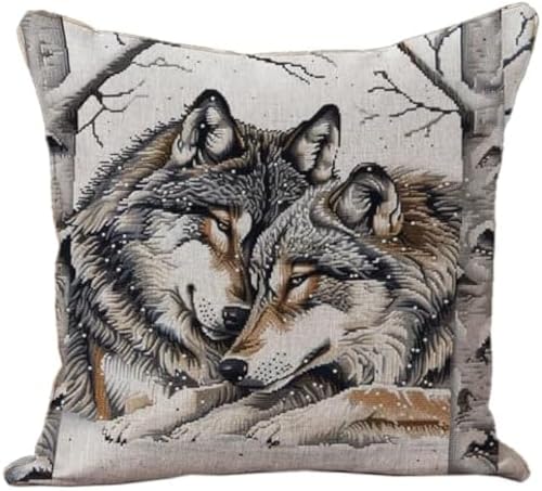 WallustrioaW Cross Stitch Pillow Kit Wölfe paaren sich im Schnee DIY Cushion Embroidery Kit 45x45cm Needlepoint Handmade Needlework Cushion Kit WallustrioaW Cross Stitch Pillow Kit Wölfe paaren sich im Schnee DIY Cushion Embroidery Kit 45x45cm Needlepoint Handmade Needlework Cushion Kit von WallustrioaW